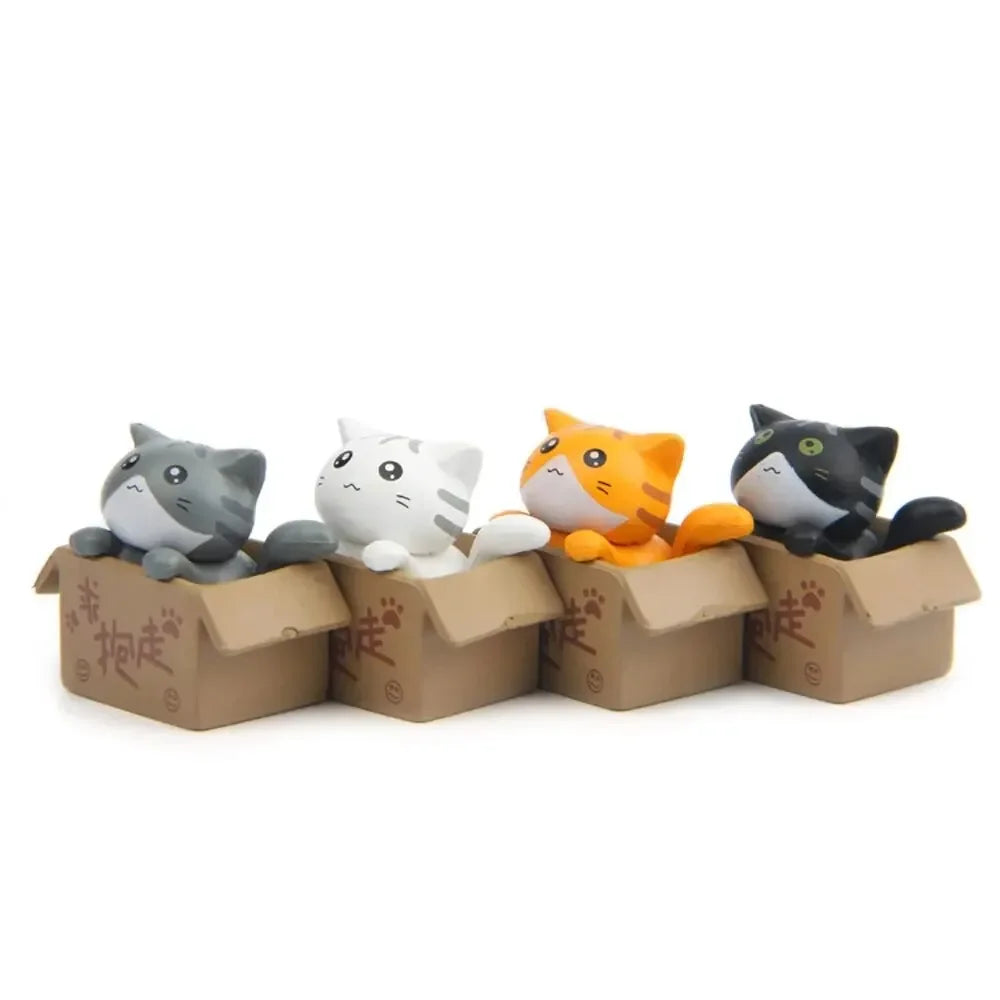 4pcs Mini Cat Ornament Garden Kitten Statue Gift  Cute Kawaii Toy Miniature Figurines