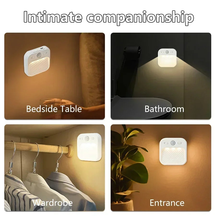 Motion Sensor LED Night Light Rechargeable Stick-on Magnet