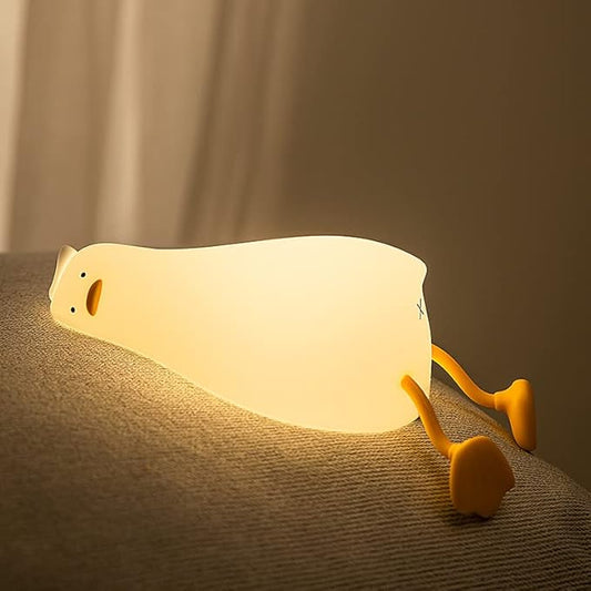 QKTYB Duck Lamp – Rechargeable Kids Night Light with 3 Adjustable Speeds, Flap Sensor, and 30-Minute Timer.