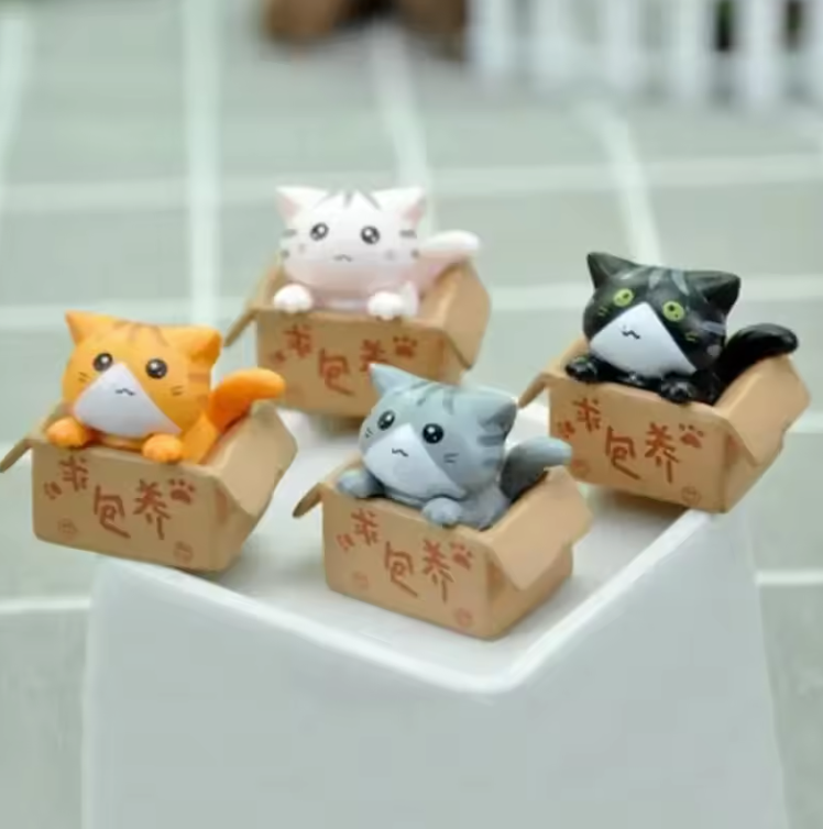 4pcs Mini Cat Ornament Garden Kitten Statue Gift  Cute Kawaii Toy Miniature Figurines