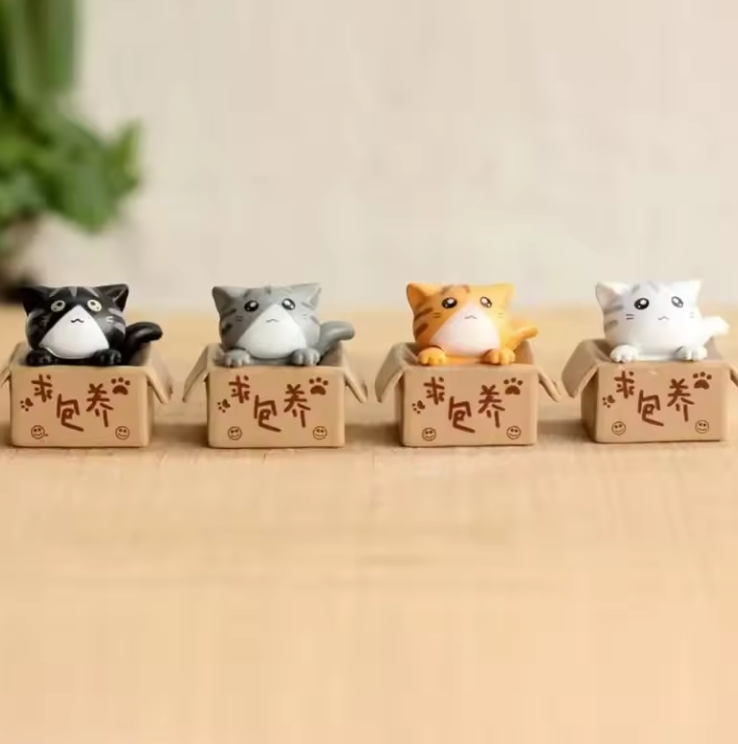 4pcs Mini Cat Ornament Garden Kitten Statue Gift  Cute Kawaii Toy Miniature Figurines