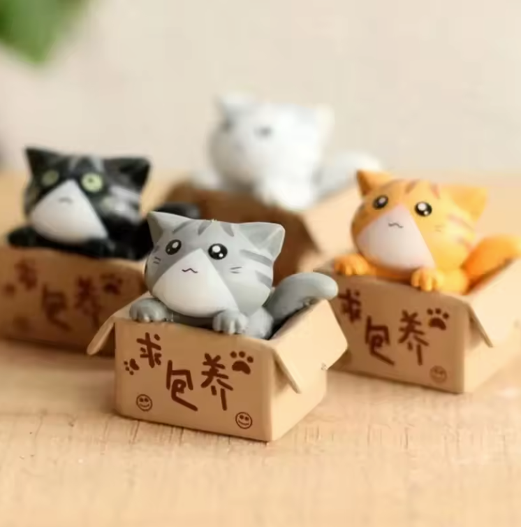 4pcs Mini Cat Ornament Garden Kitten Statue Gift  Cute Kawaii Toy Miniature Figurines