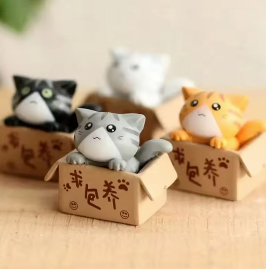 4pcs Mini Cat Ornament Garden Kitten Statue Gift  Cute Kawaii Toy Miniature Figurines